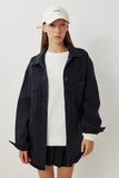 Siyah Cepli Oversize Denim Ceket VC00010