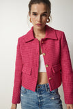 Pembe Tüvit Crop Ceket TO00039