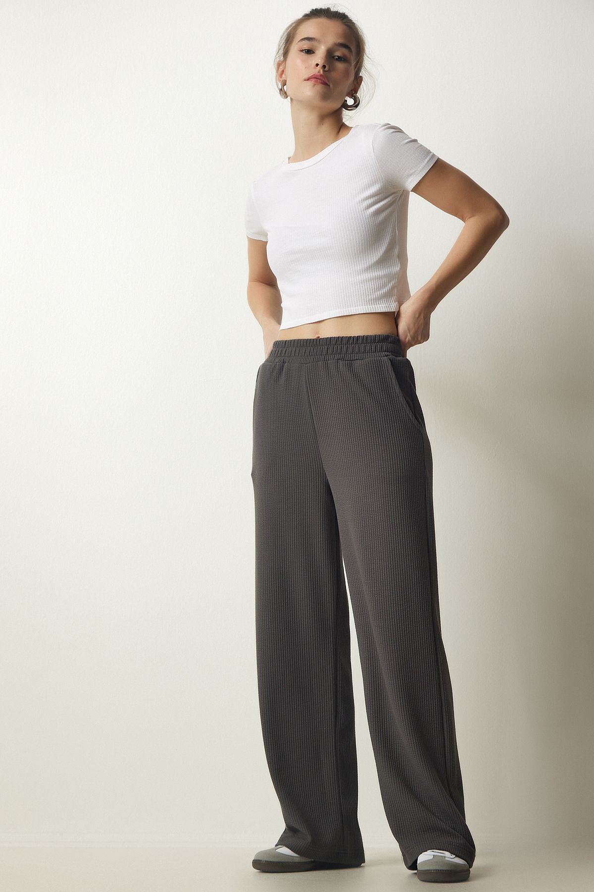 Füme Fitilli Örme Pantolon EW00005
