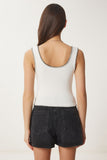 Kemik Kontrast Şeritli Crop Örme Bluz FW00005