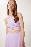 Lila Cut Out Detaylı Midi Elbise FK00038