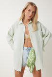 Su Yeşili Oversize Basic Müslin Gömlek  MX00150