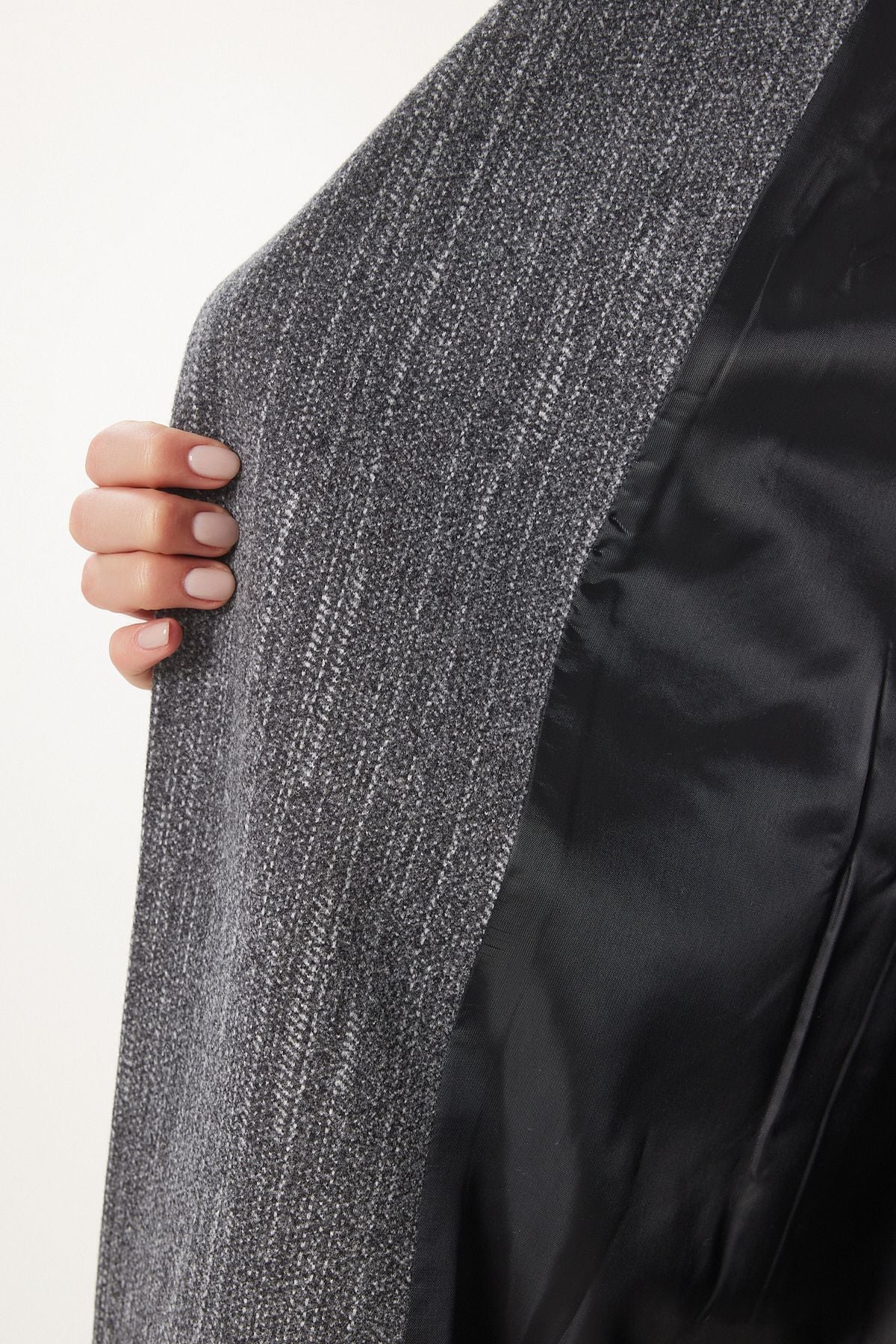 Antrasit Premium Oversize Kaşe Kaban FN03420