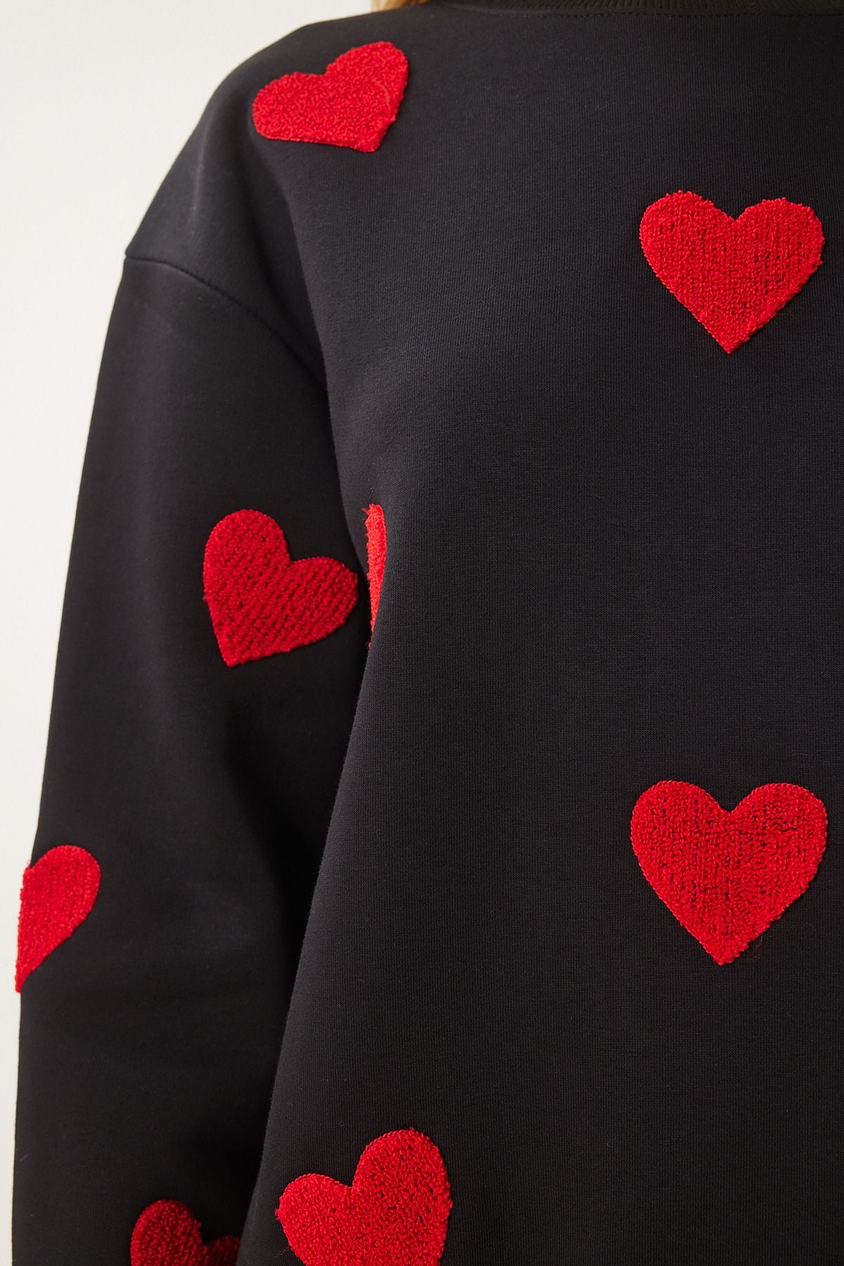 Siyah Kalpli Dokulu Şardonlu Örme Sweatshirt MP00030