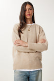 Canlı Krem Oversize Triko Kazak PN00054