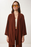 Kahverengi Kimono Pantolon Örme Takımı BY00050