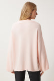 Pudra Fiyonk Detaylı Oversize Triko Kazak KB00042