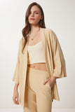 Krem Kimono Pantolon Örme Takımı BY00050