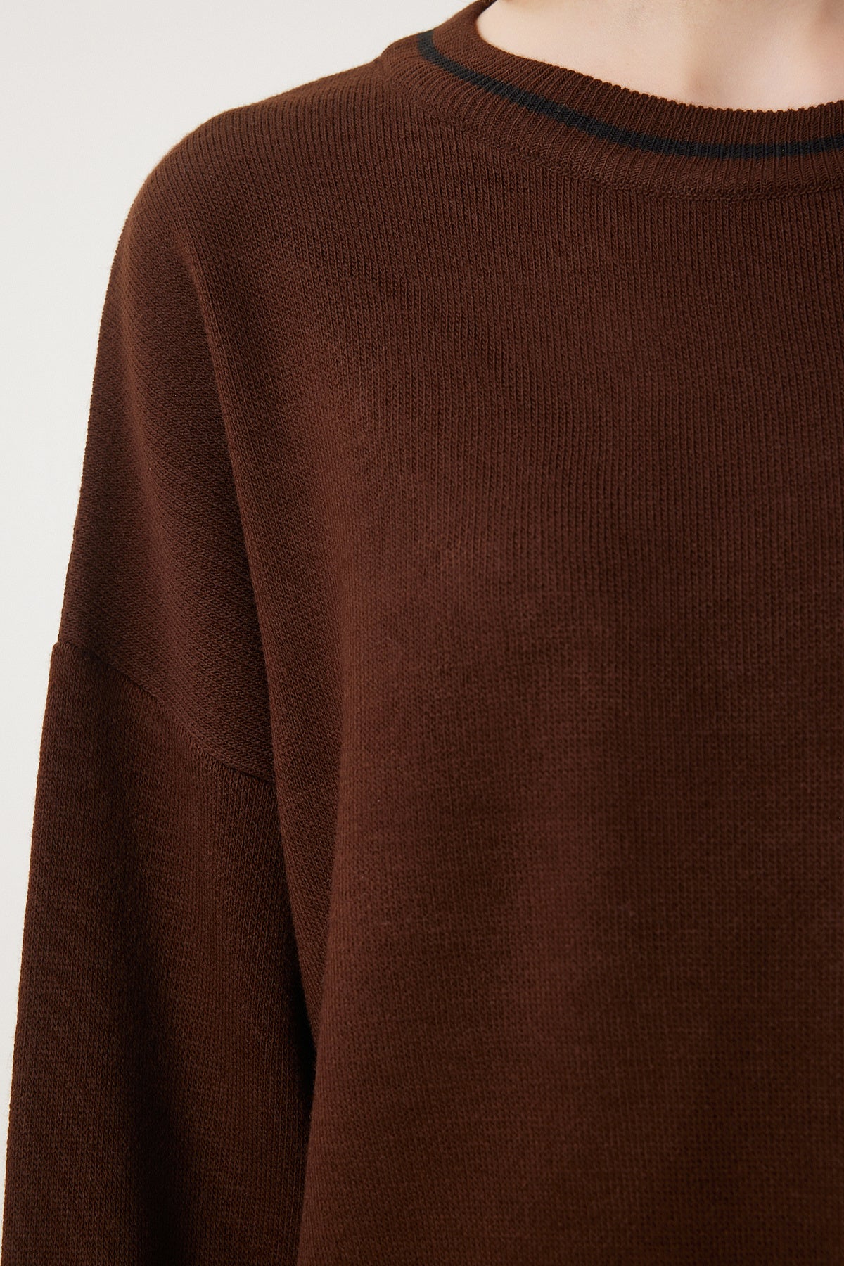 Kahverengi Basic Triko Kazak PF00010