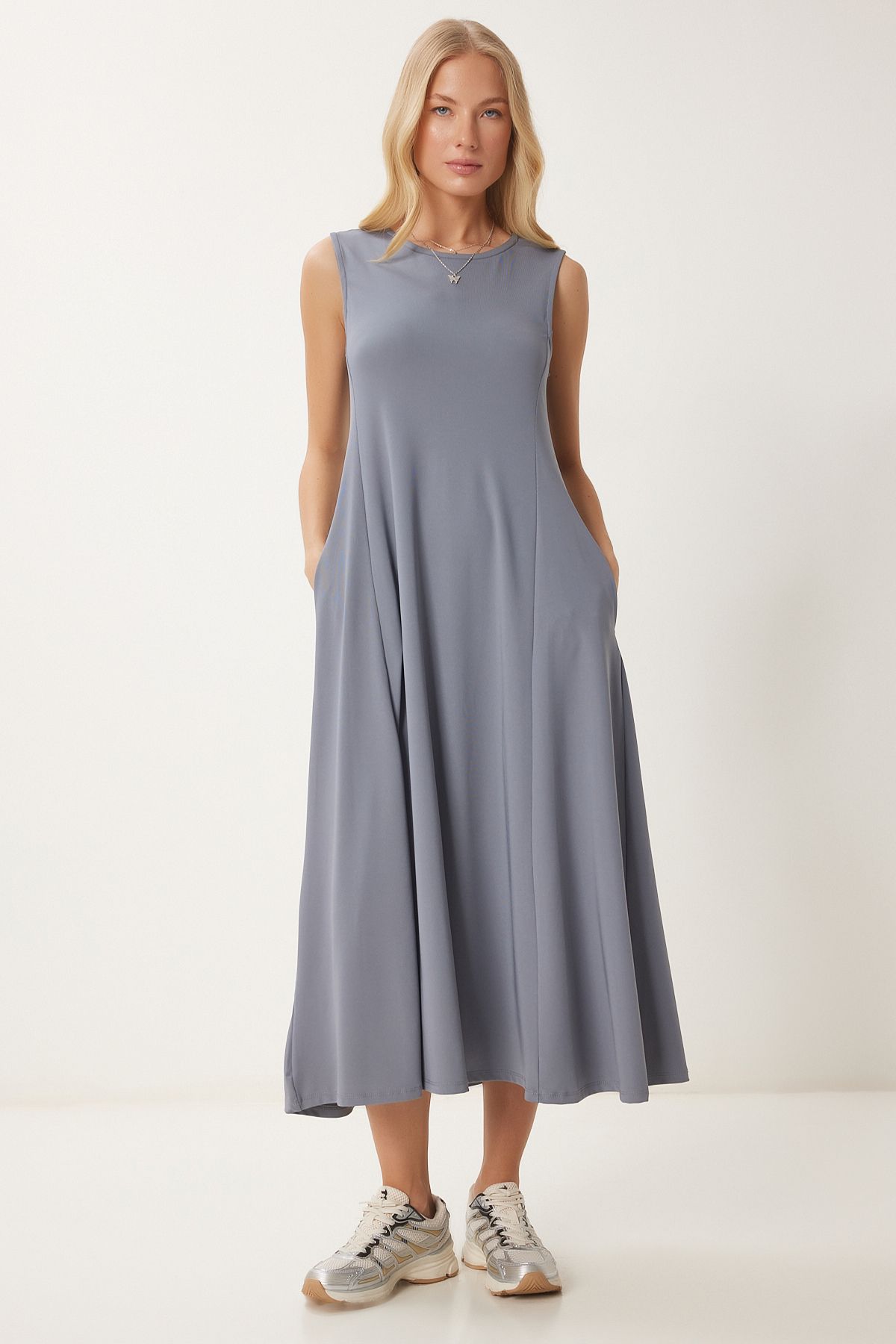 Füme Cepli Yazlık Kloş Midi Elbise UB00329