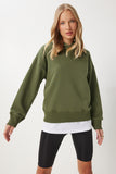 Haki Kapüşonlu Şardonlu Sweatshirt OW00050