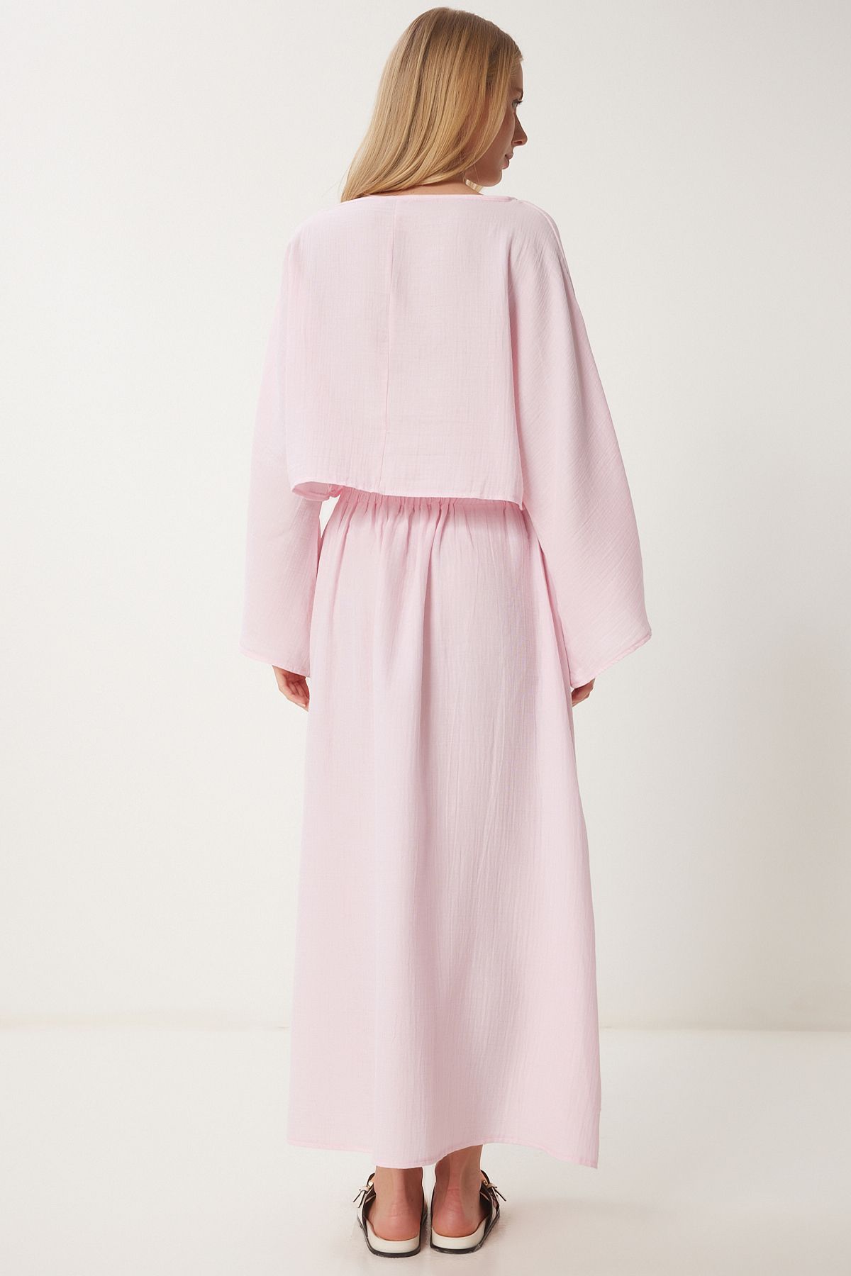 Pembe Müslin Bluz Etek Takım RV00206