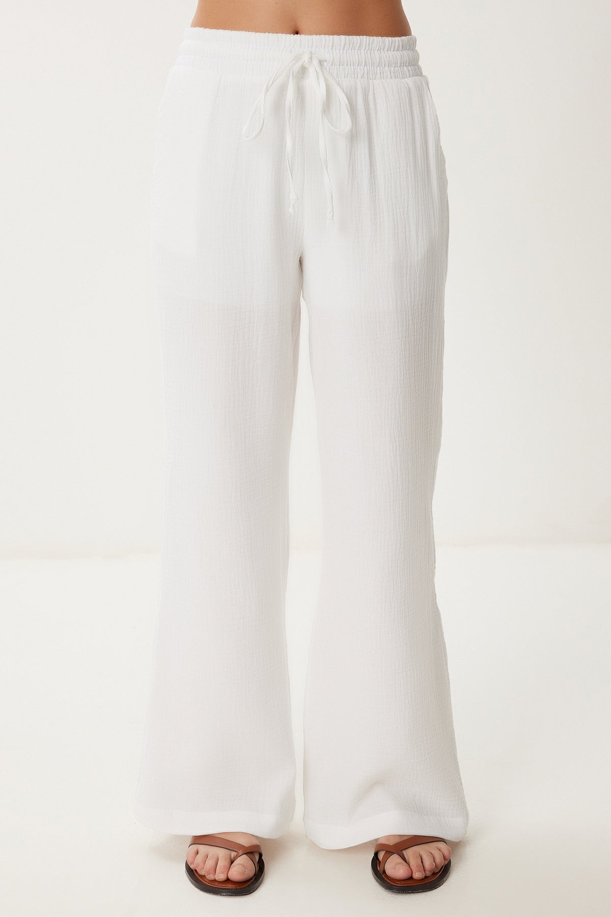 Ekru Müslin Bluz Pantolon Takım  FN03473