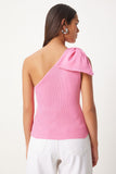 Pembe Fiyonklu Tek Omuz Triko Bluz PF00075