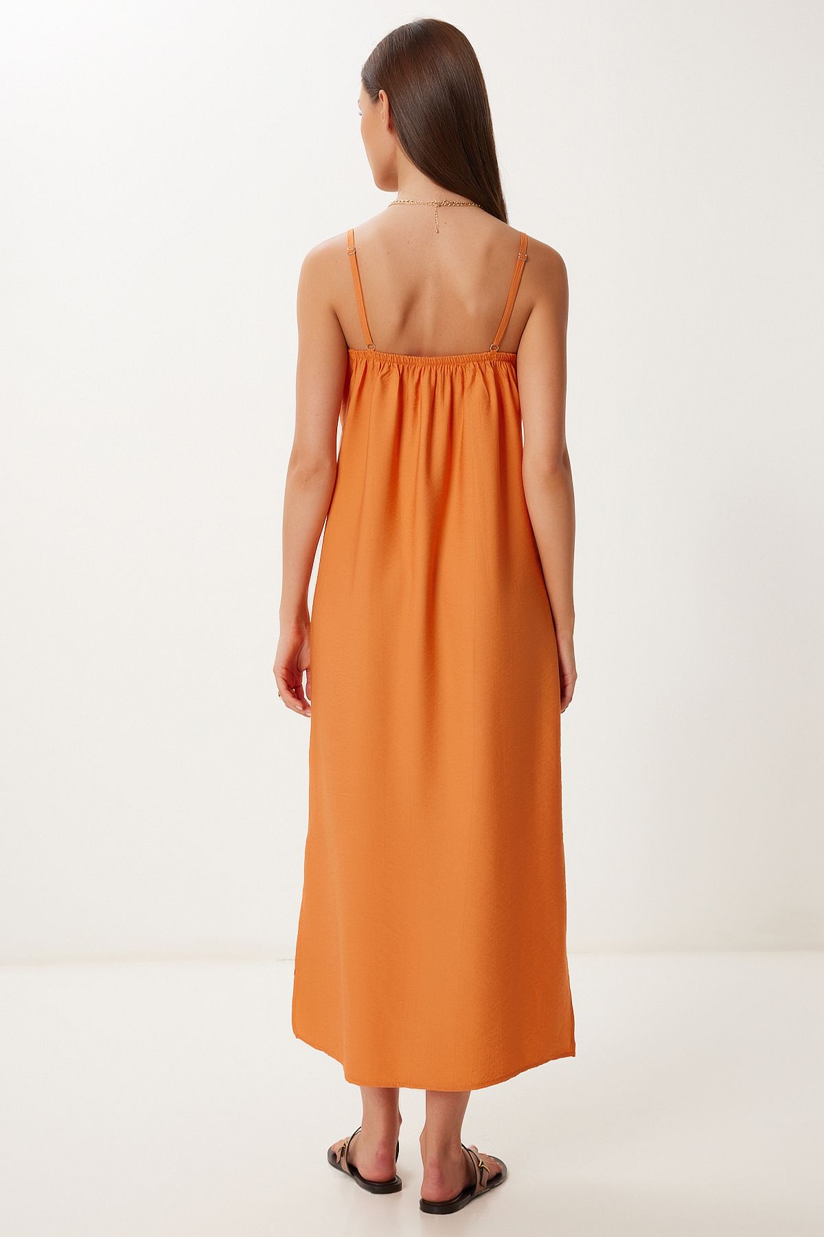 Oranj Askılı Yazlık Midi Krinkıl Elbise MX00195