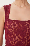 Bordo Dantelli Esnek Crop Bluz KH00095