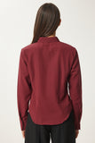 Bordo Düğmeli Basic Gömlek RQ00001