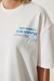 Beyaz Baskılı Oversize İki İplik Örme T-Shirt AN00190