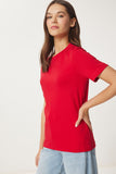 Kırmızı Pamuklu Basic Örme T-Shirt AG00001