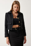 Siyah Crop Tüvit Blazer Ceket TO00039