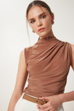 Taba Drapeli Sandy Örme Bluz RX00054