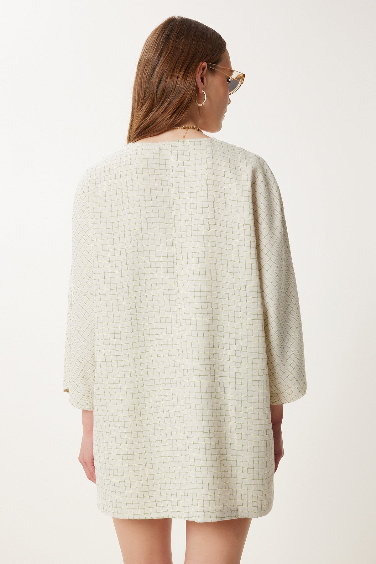 Taş Desenli Keten Kimono Şort Takım WF00153