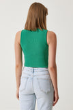 Yeşil Cut Out Detaylı Fitilli Crop Örme Bluz KH00089
