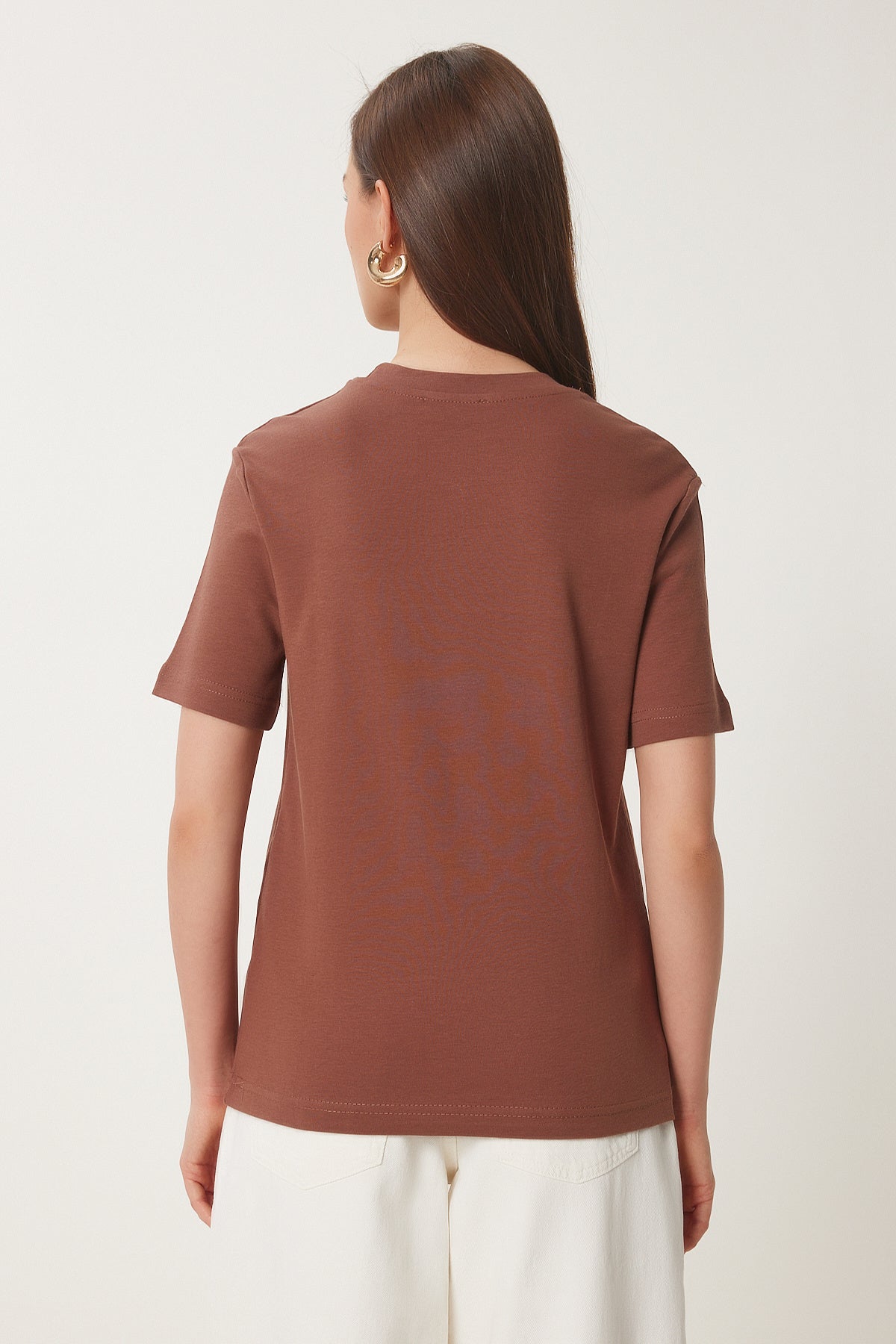 Kahverengi Bisküvi 2'Li Paket Pamuklu Basic Örme T-Shirt AG00002
