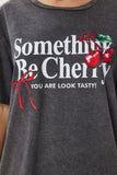 Antrasit Baskılı Yıkamalı Örme T-Shirt AN00220