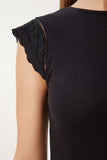 Siyah Fistolu Fitilli Örme Bluz UB00387