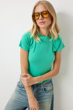Açık Yeşil Bisiklet Yaka Basic Sandy T-Shirt EN00611