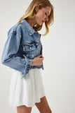 Açık Mavi Püskül Detaylı Denim Crop Ceket RV00159