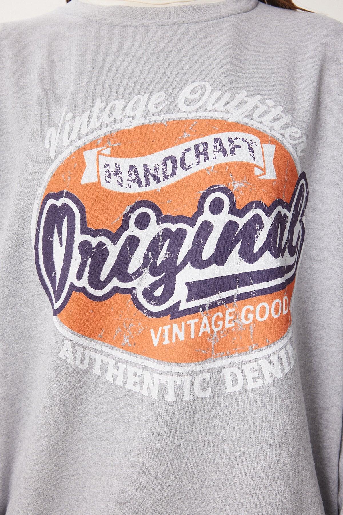 Gri Baskılı Şardonlu Sweatshirt DZ00003