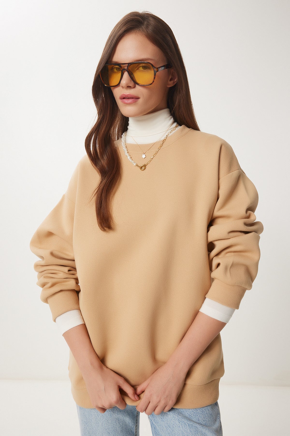 Bisküvi Şardonlu Basic Sweatshirt OW00001