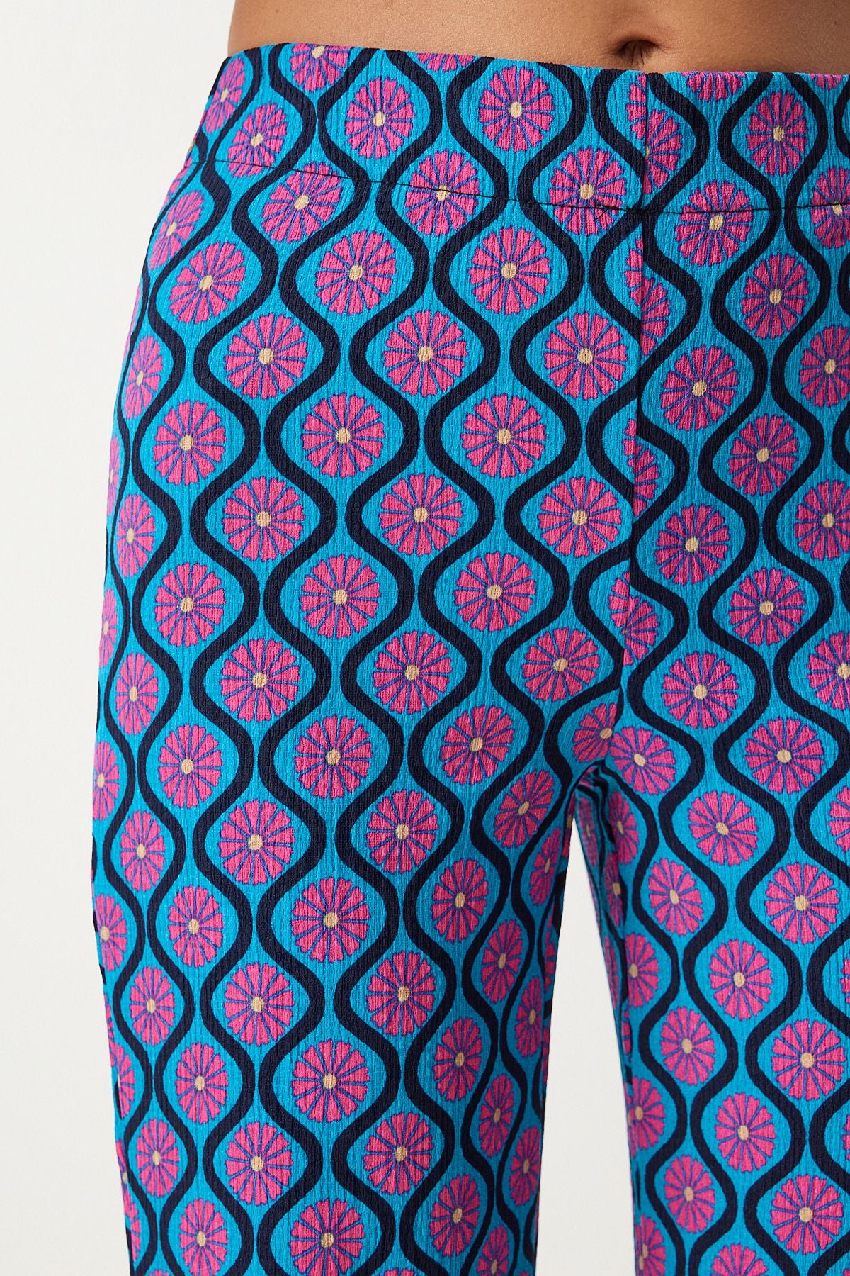 Mavi Pembe Desenli Yazlık Dokuma Gömlek Pantolon Takım  FN03195