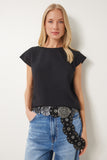 Siyah Basic Örme T-Shirt HW00017