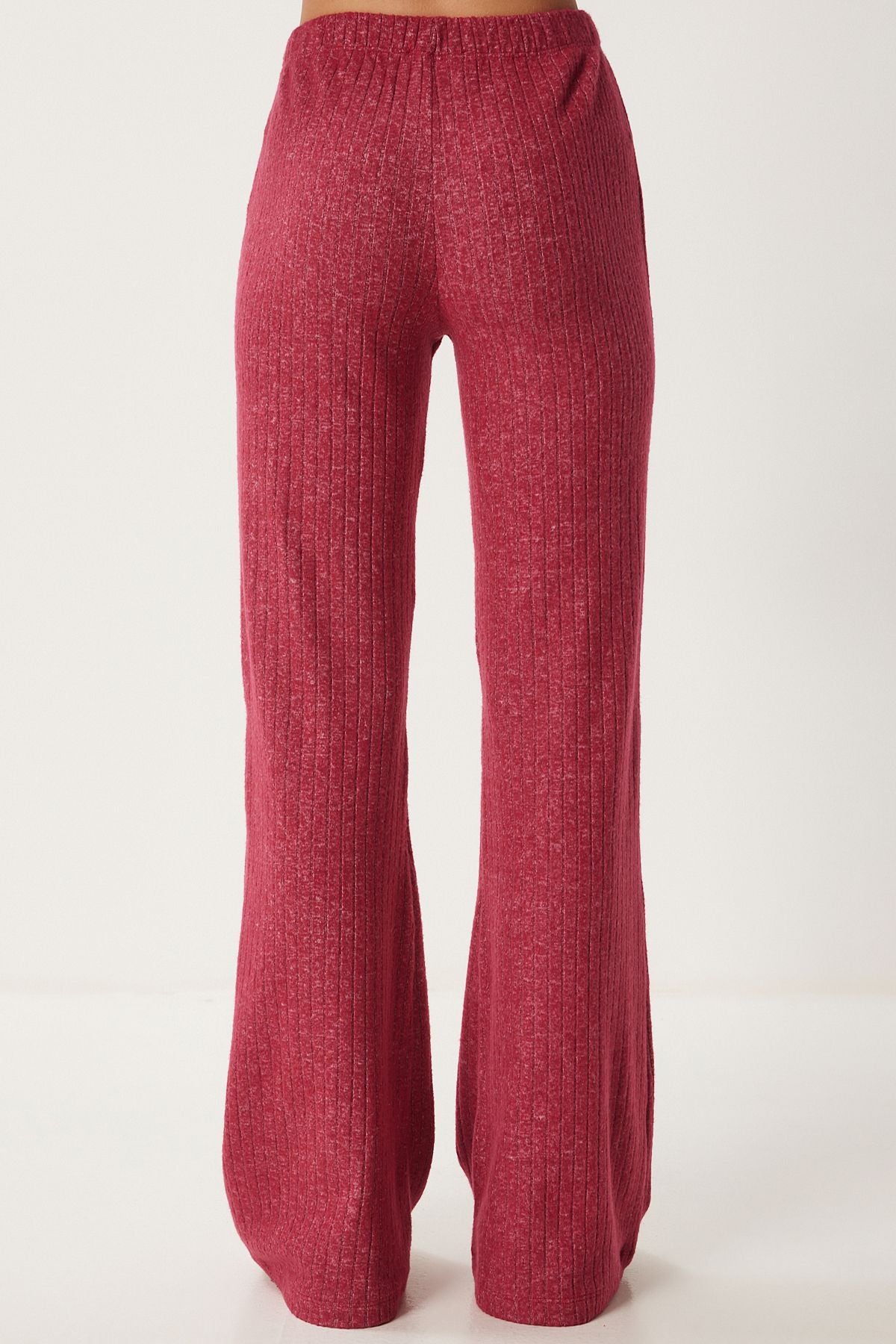 Kırmızı Rahat Fitilli Örme Bluz Pantolon Takım RG00047