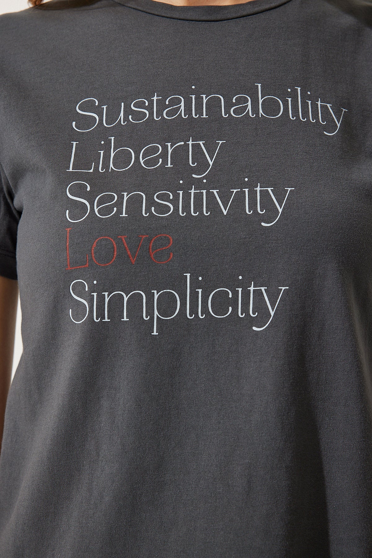 Füme Baskılı %100 Pamuk Örme T-Shirt WO00036