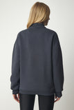 Antrasit Dik Yaka Basic Şardonlu Sweatshirt UB00166