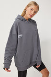 Füme Kapüşonlu Şardonlu Oversize Sweatshirt OW00049