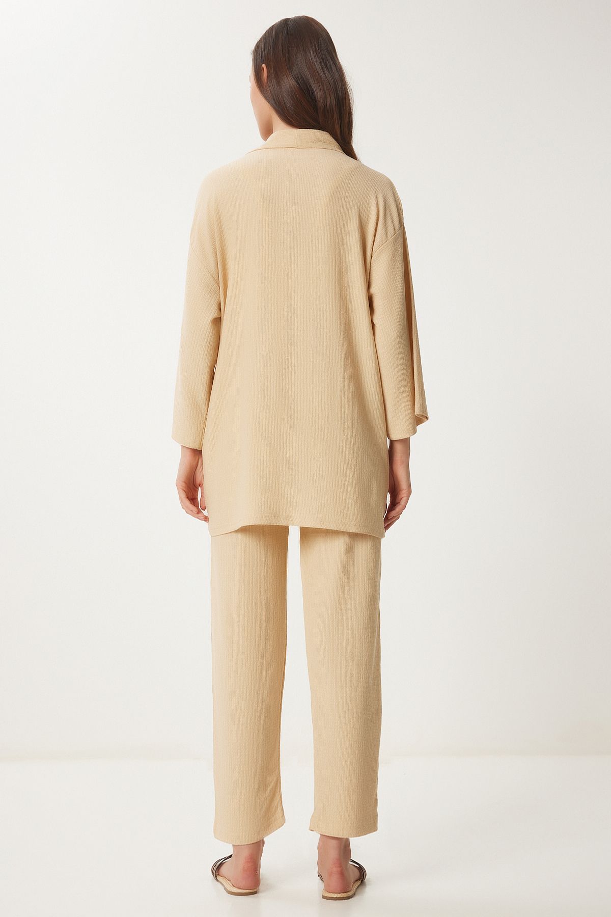 Krem Kimono Pantolon Örme Takımı BY00050