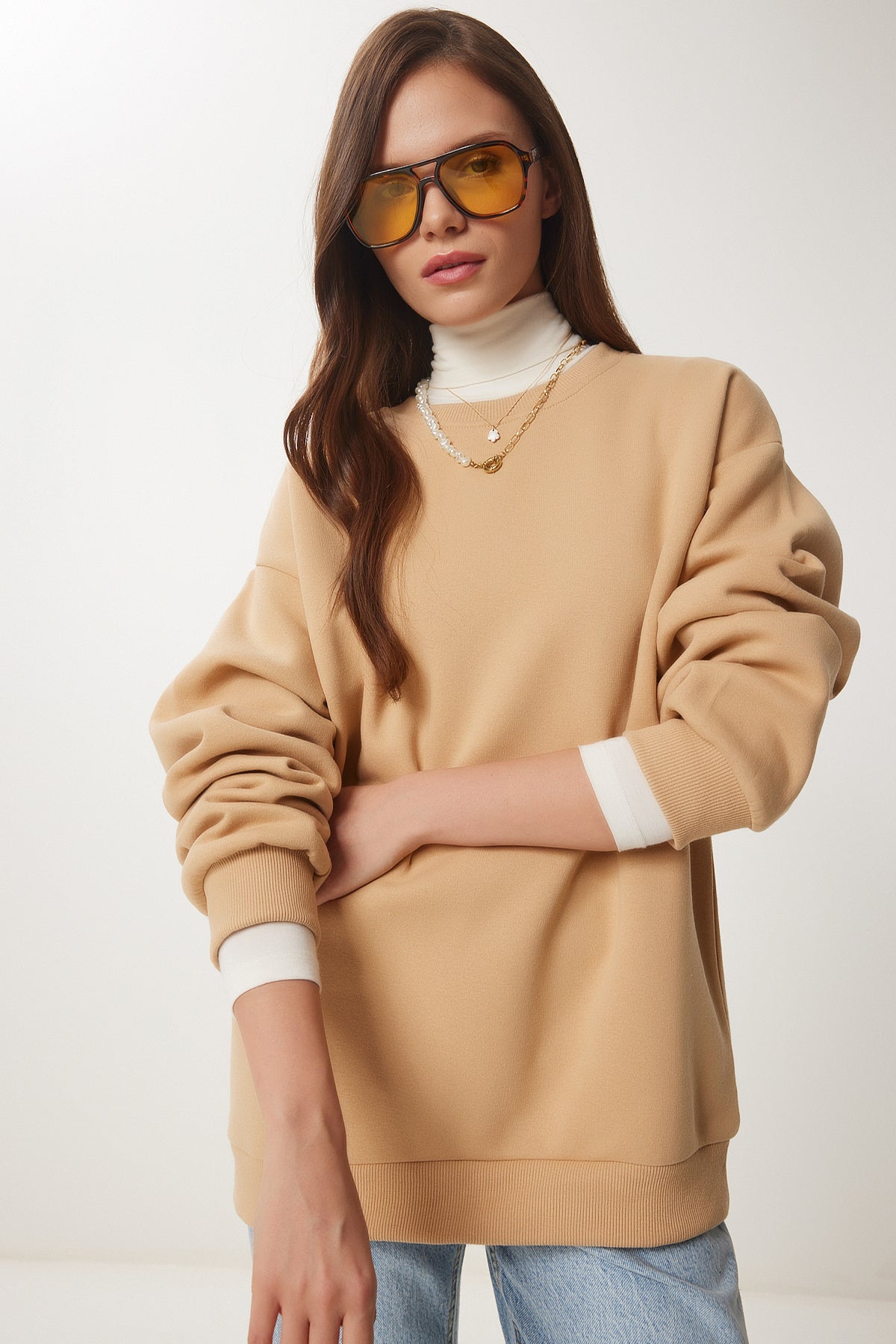 Bisküvi Şardonlu Basic Sweatshirt OW00001