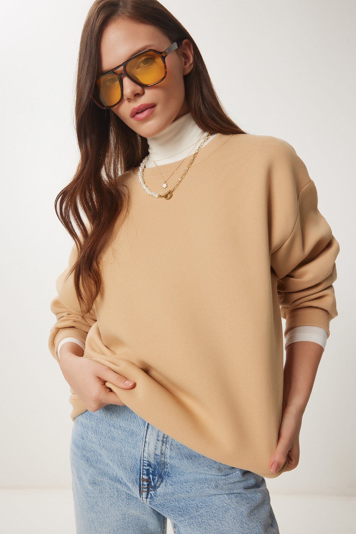 Bisküvi Şardonlu Basic Sweatshirt OW00001