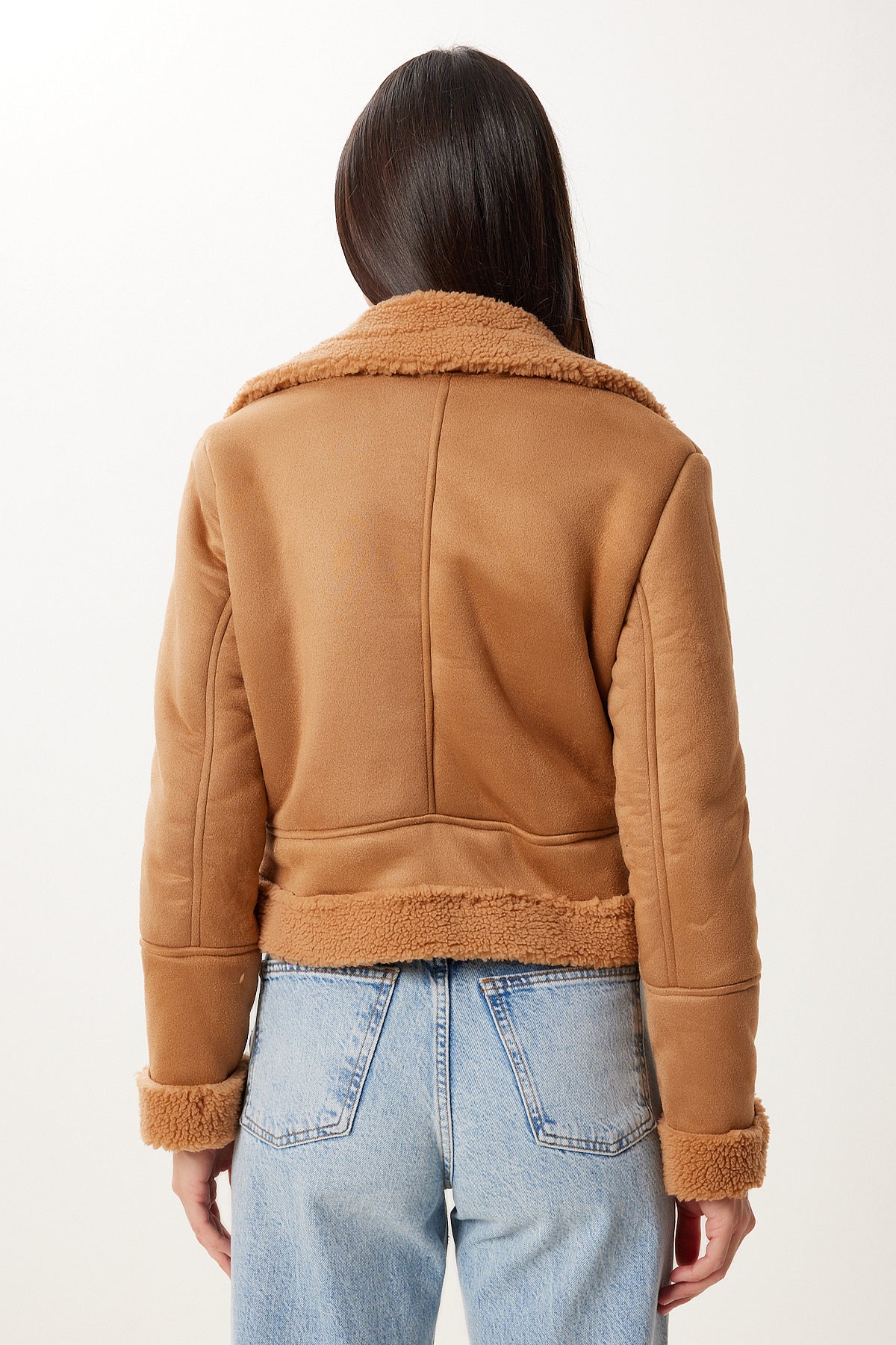 Camel Suni Kürklü Nubuk Ceket DD01371