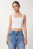 Siyah Beyaz 2'li Paket Fitilli Crop Triko Bluz GA00006