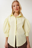 Sarı Balon Kollu Poplin Gömlek ZV00315