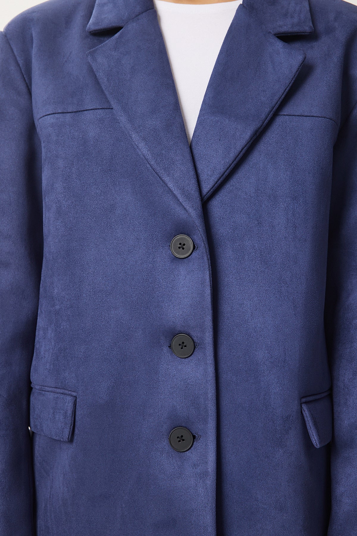 Lacivert Premium Süet Blazer Ceket FN03443