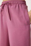 Koyu Pembe Geniş Paça Keten Pantolon DP00261