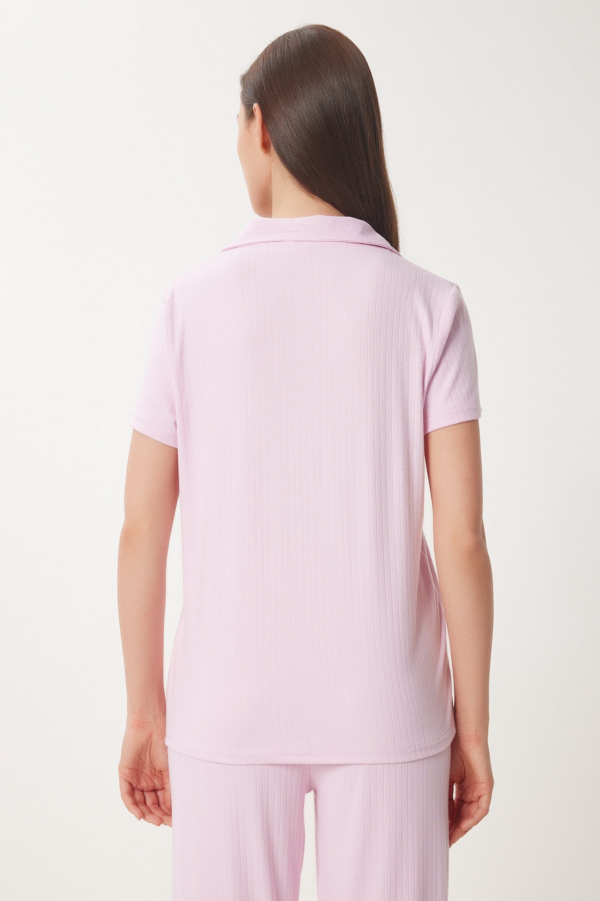 Pembe Gömlek Alt Örme Pijama Takımı PQ00001
