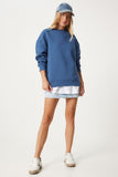 İndigo Mavi Fermuar Detaylı Şardonlu Örme Sweatshirt UB00148